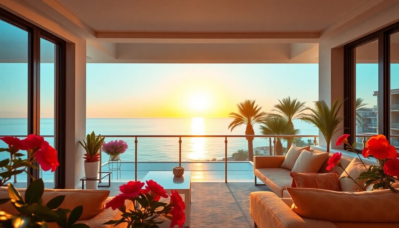 Stunning view of a luxury apartment where you can buy apartment in alanya by the Mediterranean coast.