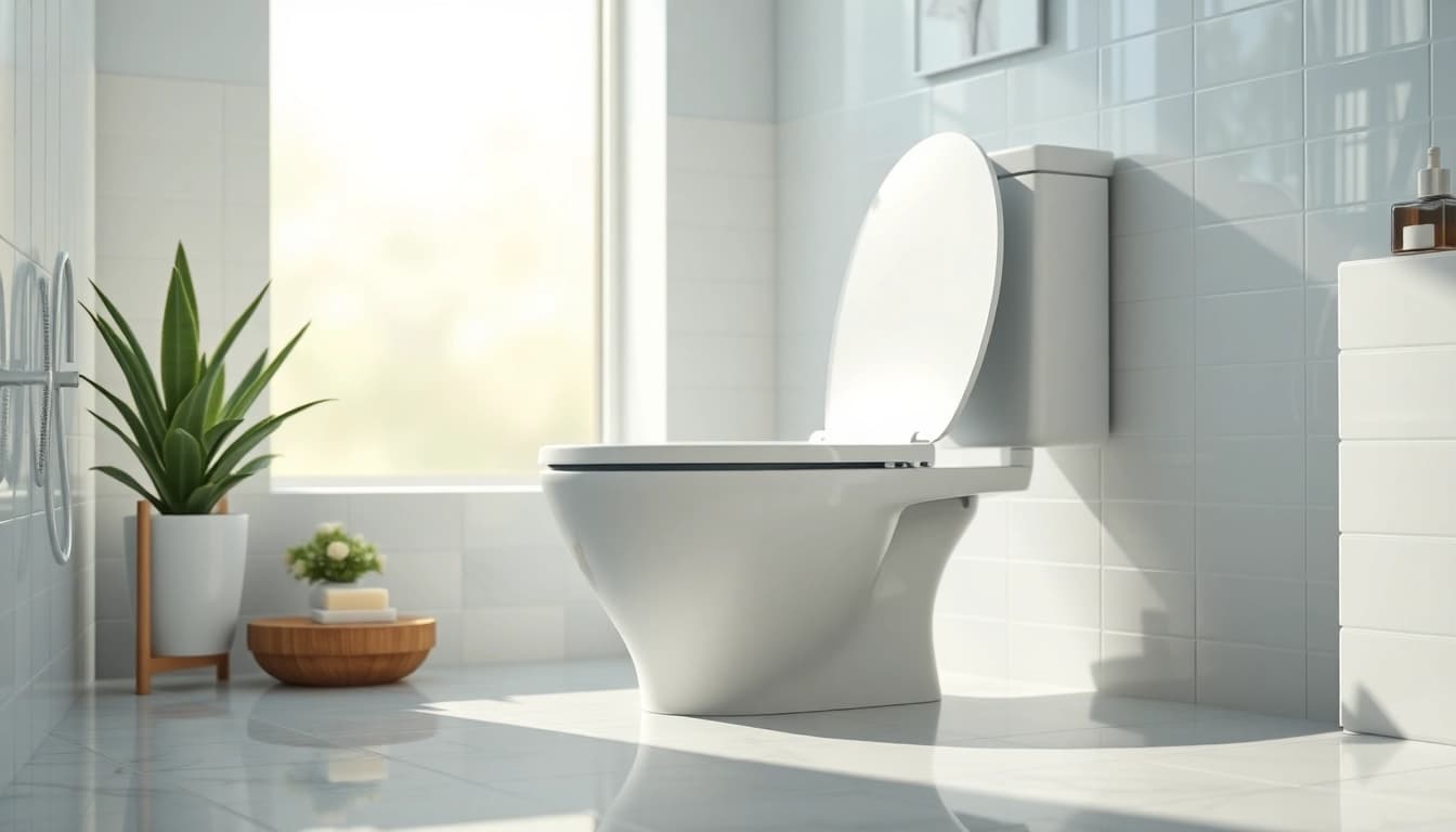 Scopri un copri wc elegante in un bagno moderno con un design accattivante e luminoso.