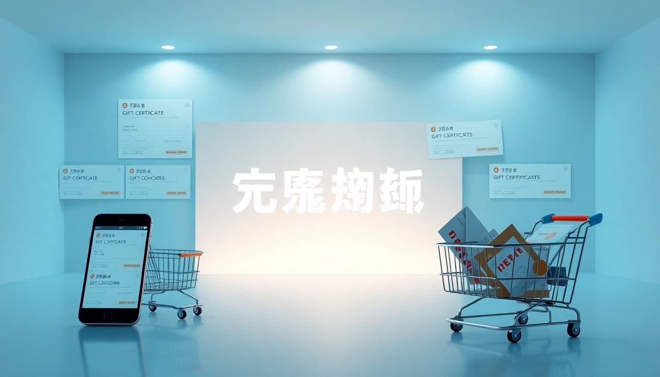 상품권 소액결제가 적용된 선물권과 매끄러운 내비게이션이 특징인 매력적인 전자상거래 인터페이스.