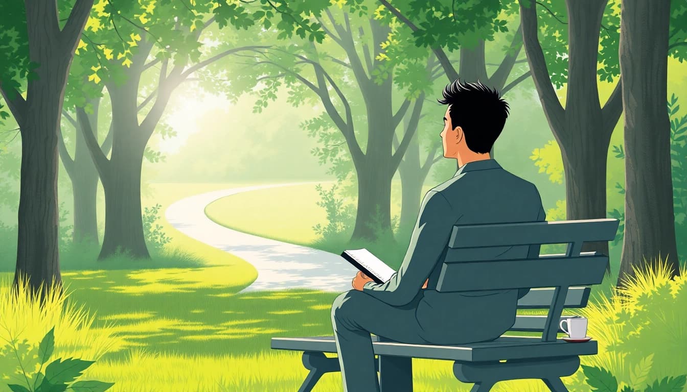 Anxiety symptoms showcased through a person reflecting in a calming park setting, emphasizing mental health.