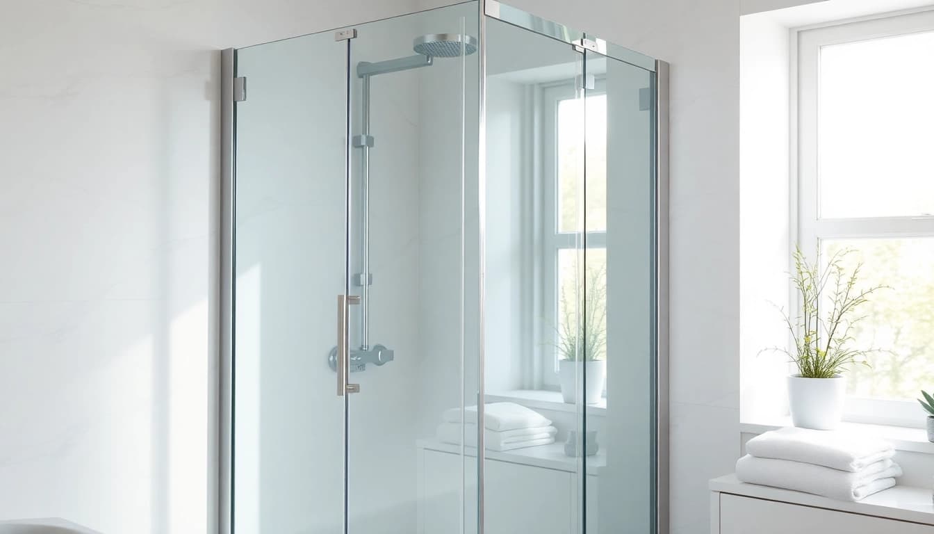 Découvrez la paroi de douche élégante avec verre trempé et design minimaliste.