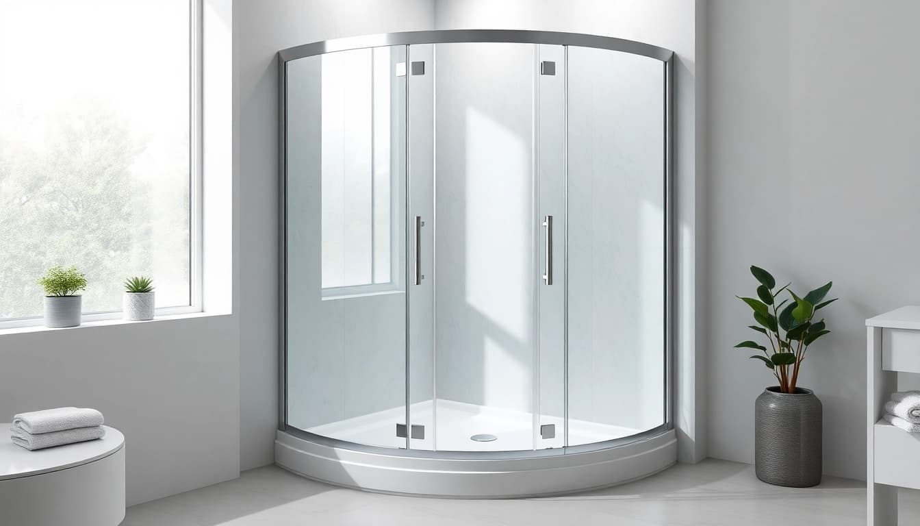 Duschkabine 90x90 komplett in modernem Badezimmer mit eleganter Einrichtung und natürlicher Beleuchtung.