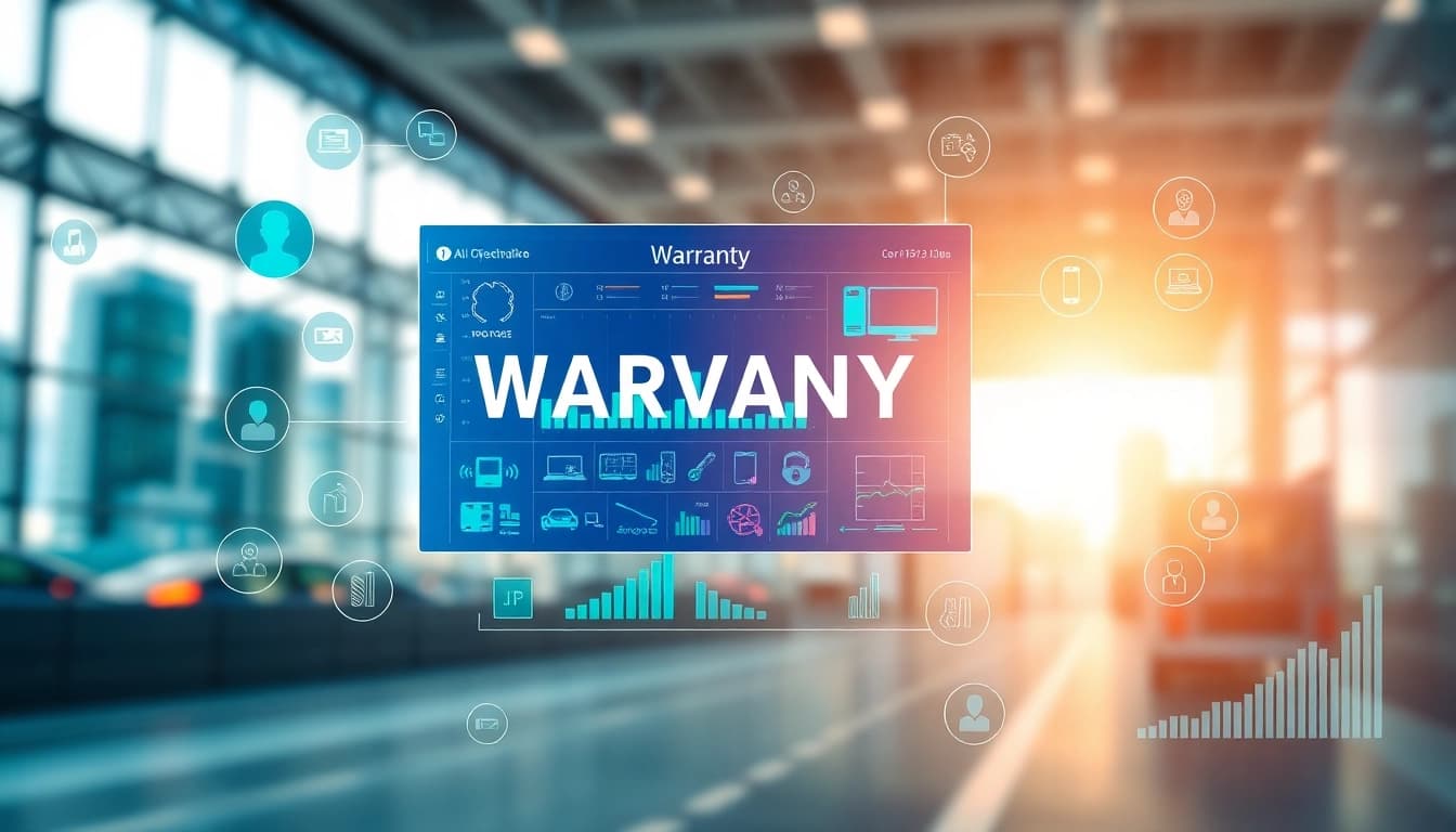 Understand how does an AI powered warranty company work using this digital interface illustration.