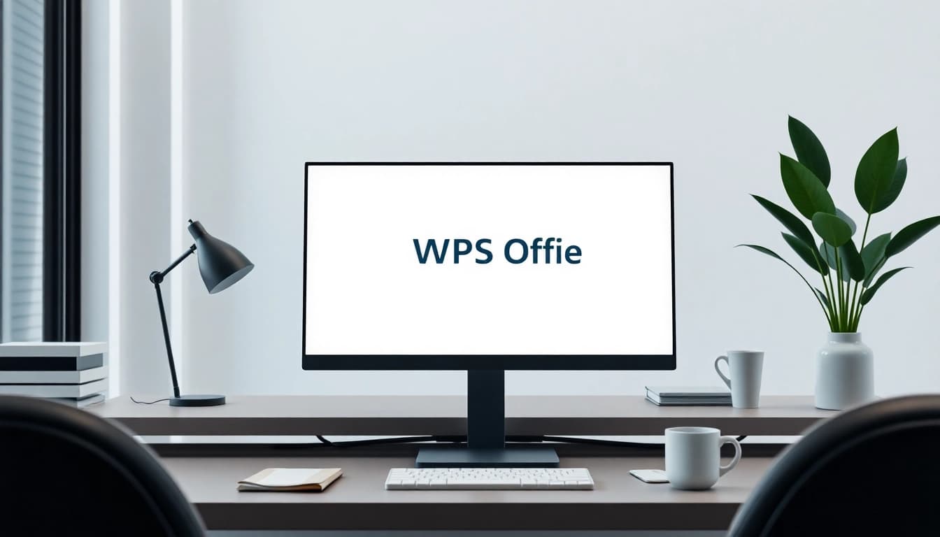 现代办公工作区，使用WPS Office在时尚的桌面电脑上办公。