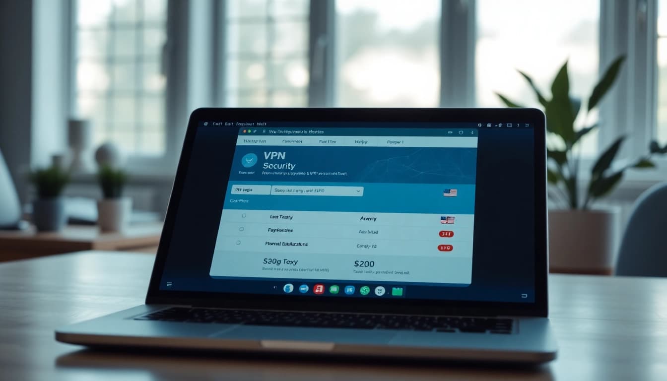 Download vpn fre with a user-friendly VPN application interface on a laptop.