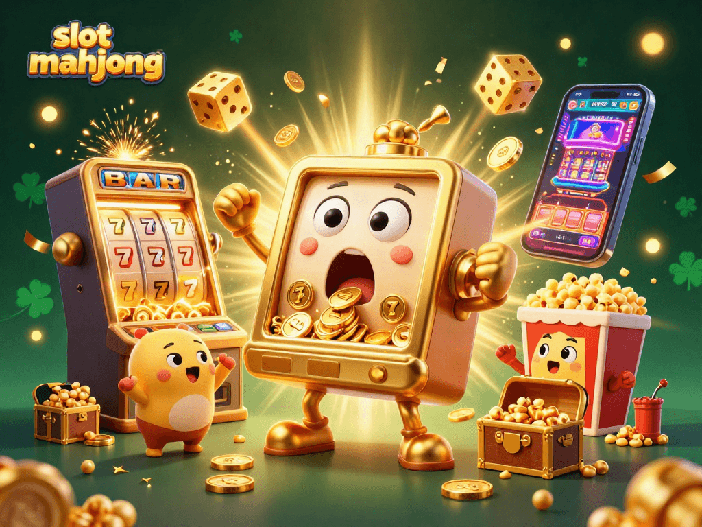 Experience the excitement of slot mahjong as a golden slot machine hits a jackpot