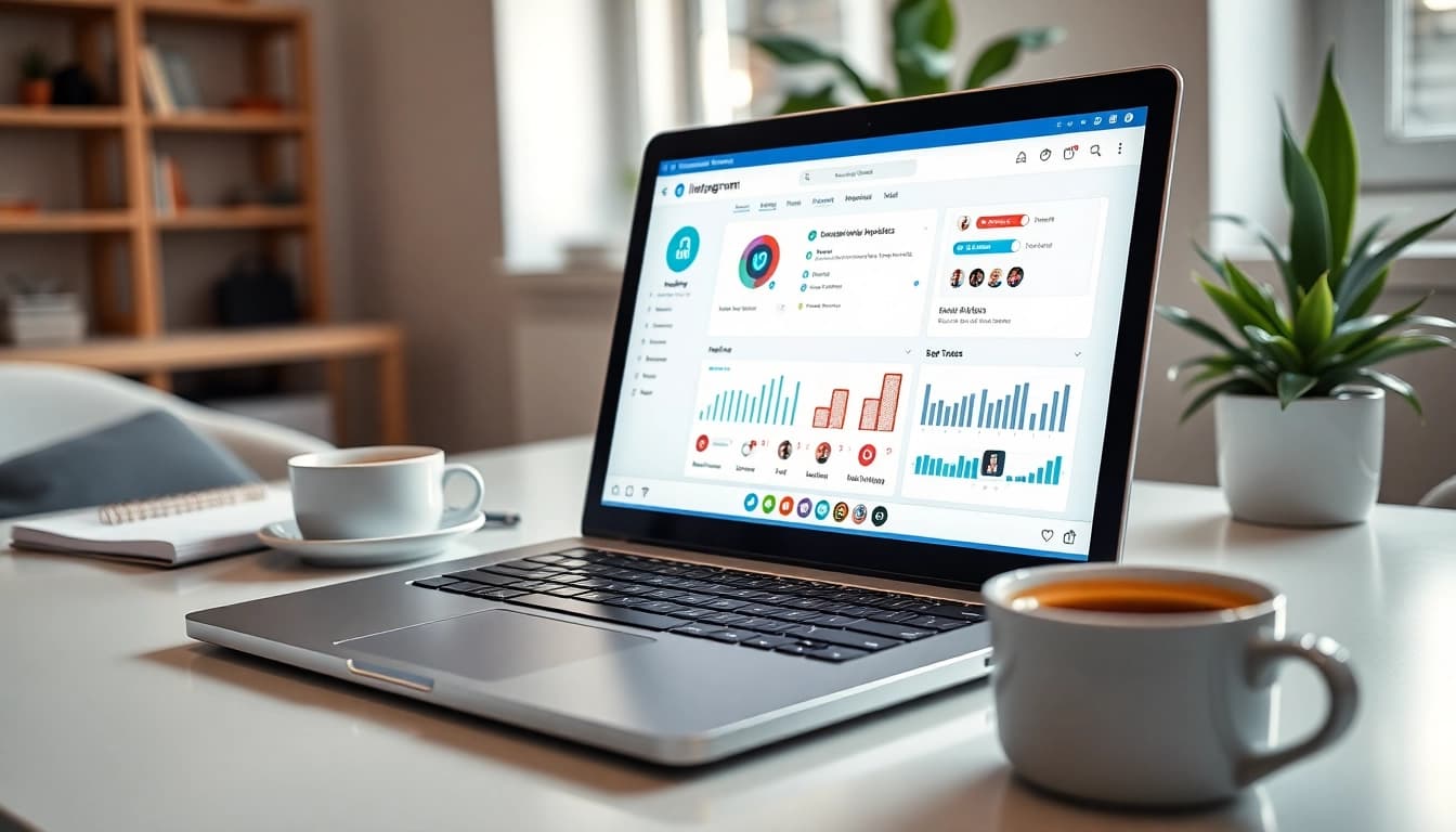Engage with the dynamic Instagram smm panel interface showcasing analytics for effective social media marketing.