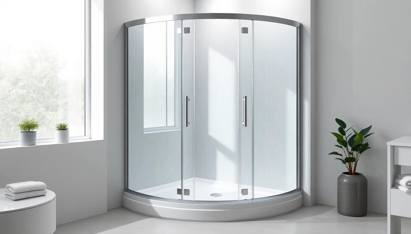 Duschkabine 90x90 komplett in modernem Badezimmer mit eleganter Einrichtung und natürlicher Beleuchtung.