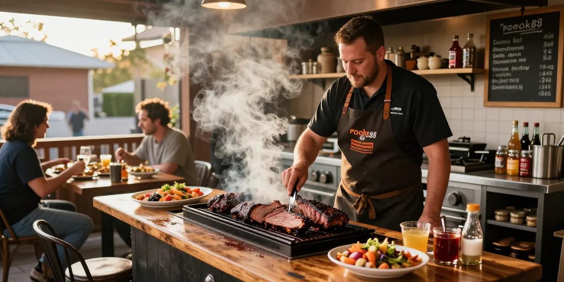 Delicious rokok88 smoked beef brisket served in a cozy smokehouse atmosphere
