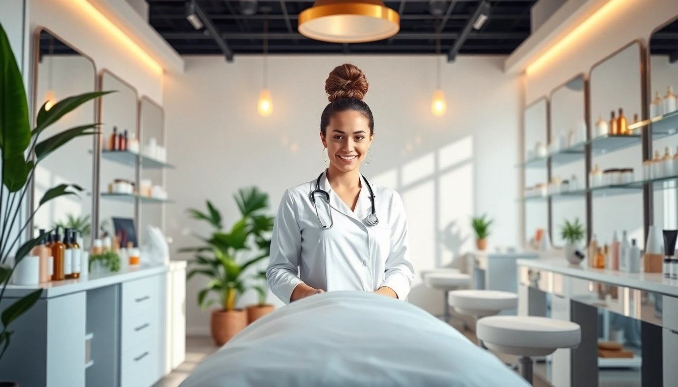 Showcase of Esthetician Marketing Ideas through an elegant treatment space and beauty products.