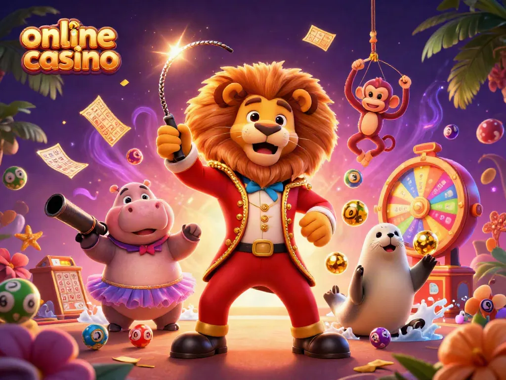 Disfruta de la emoción del casino online con personajes vibrantes y elementos de juego cautivadores.