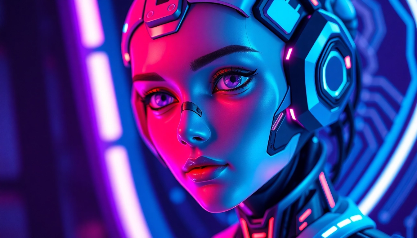 Intricately designed AI character in a futuristic setting showcasing ai nsfw elements.