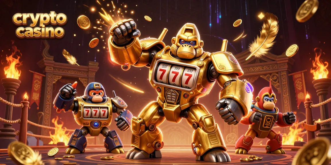 Gioca nel crypto casino con slot avvincenti e solidi mech dorati in azione.