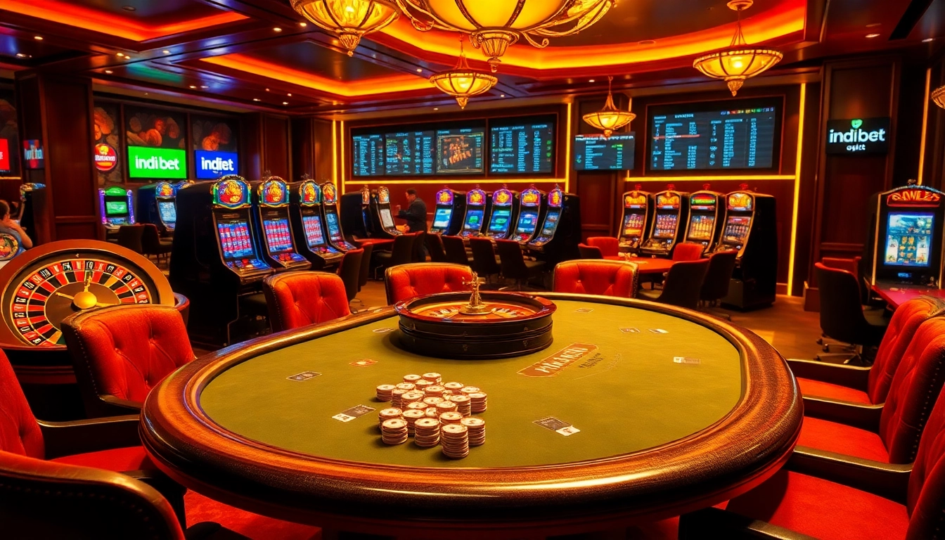 Experience the thrill of indi bet with exciting poker and roulette gameplay in a luxurious casino.