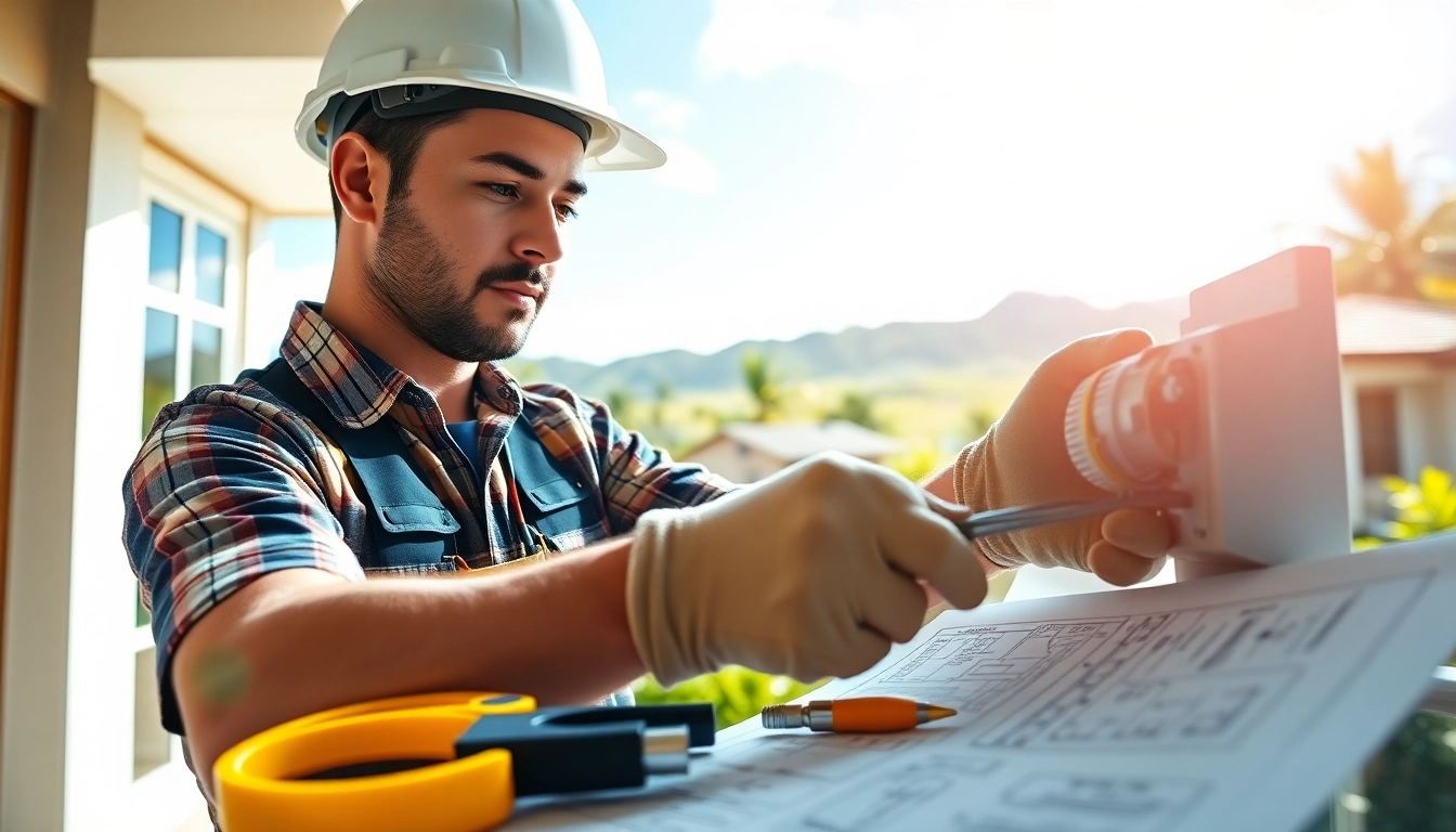 Electrician apprenticeship hawaii showcased through a professional working on residential wiring.