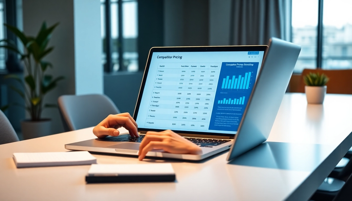 Analyze competitor pricing data effectively, showcasing business insights in a modern office.