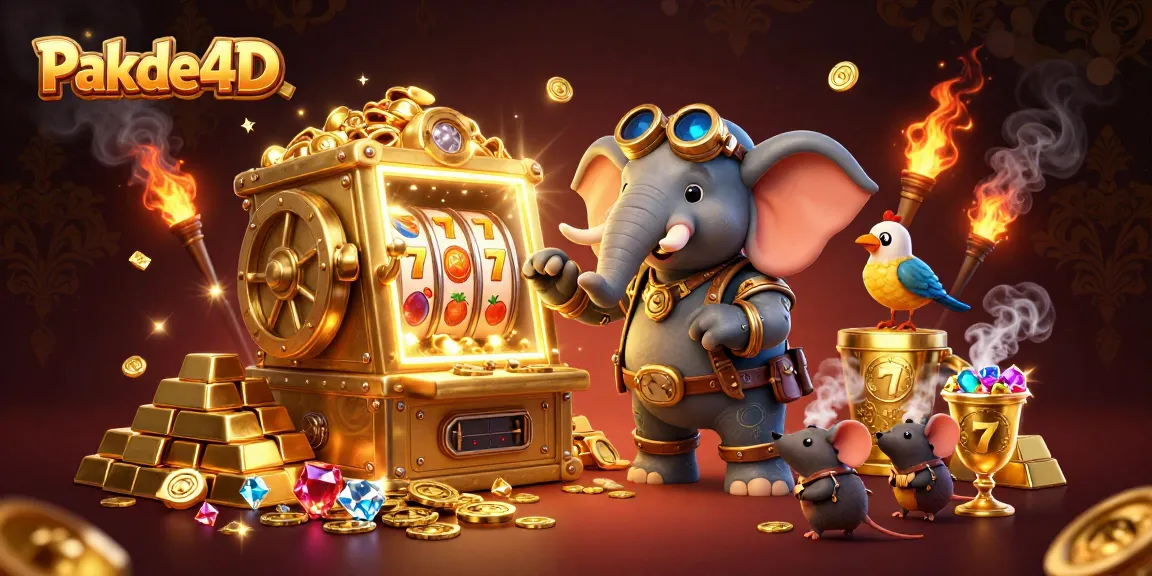 Pakde4D unleashes excitement in a vibrant 3D scene featuring steampunk elements and golden treasures.