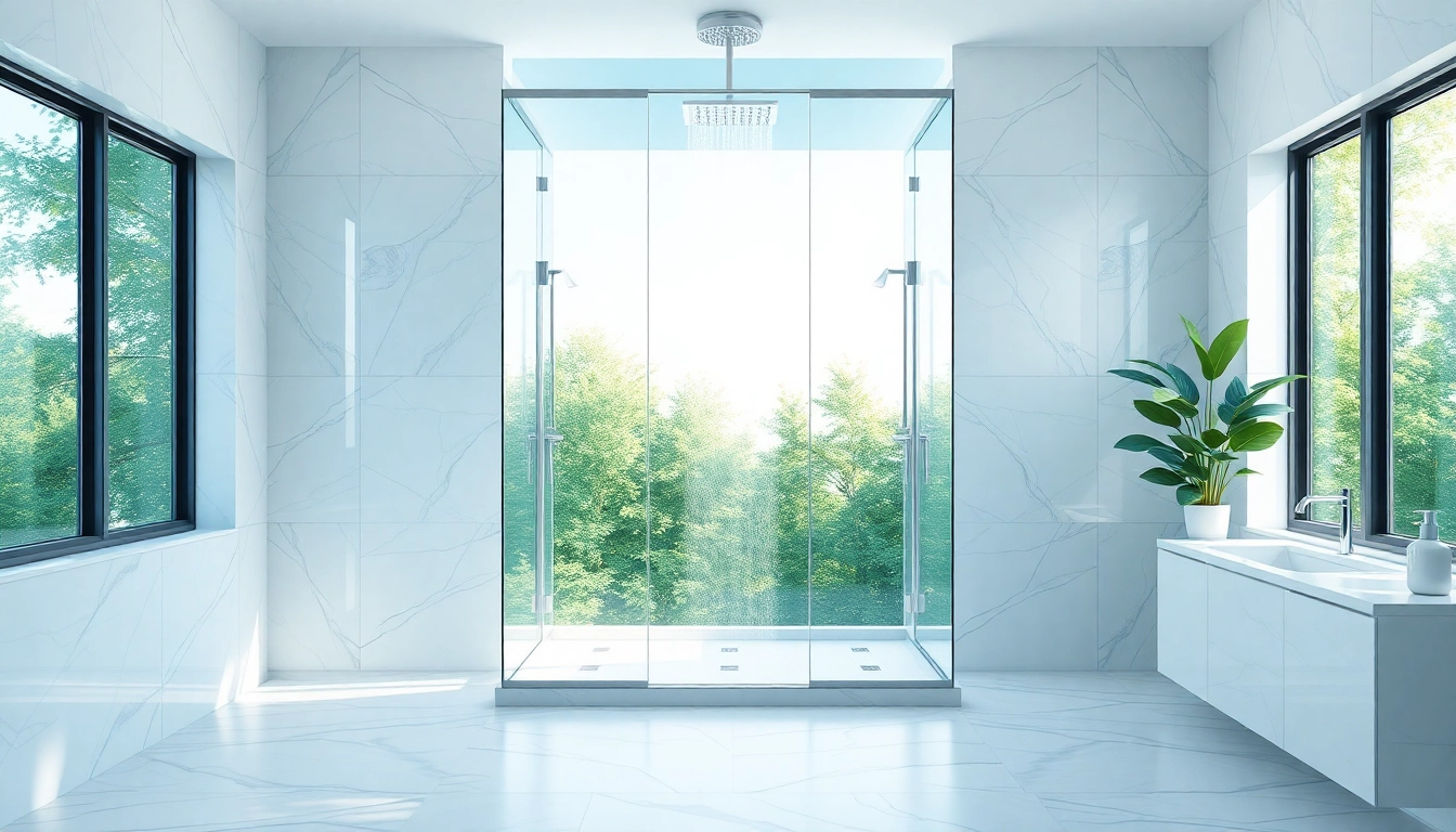 Experience luxurious elegant showers in a modern bathroom with serene design features.