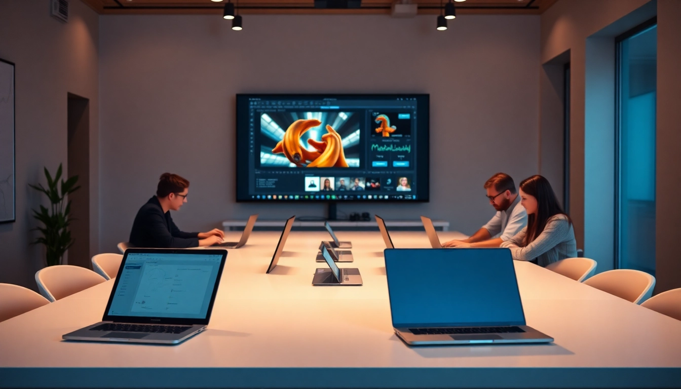 Creative professionals utilizing nano banana pro for AI image editing in a modern workspace.