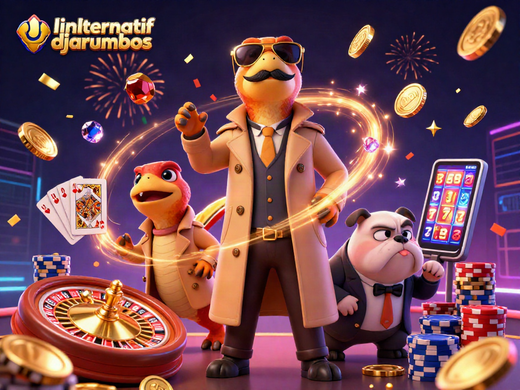 Experience excitement with link alternatif djarumbos at a vibrant casino scene featuring dynamic characters and games.