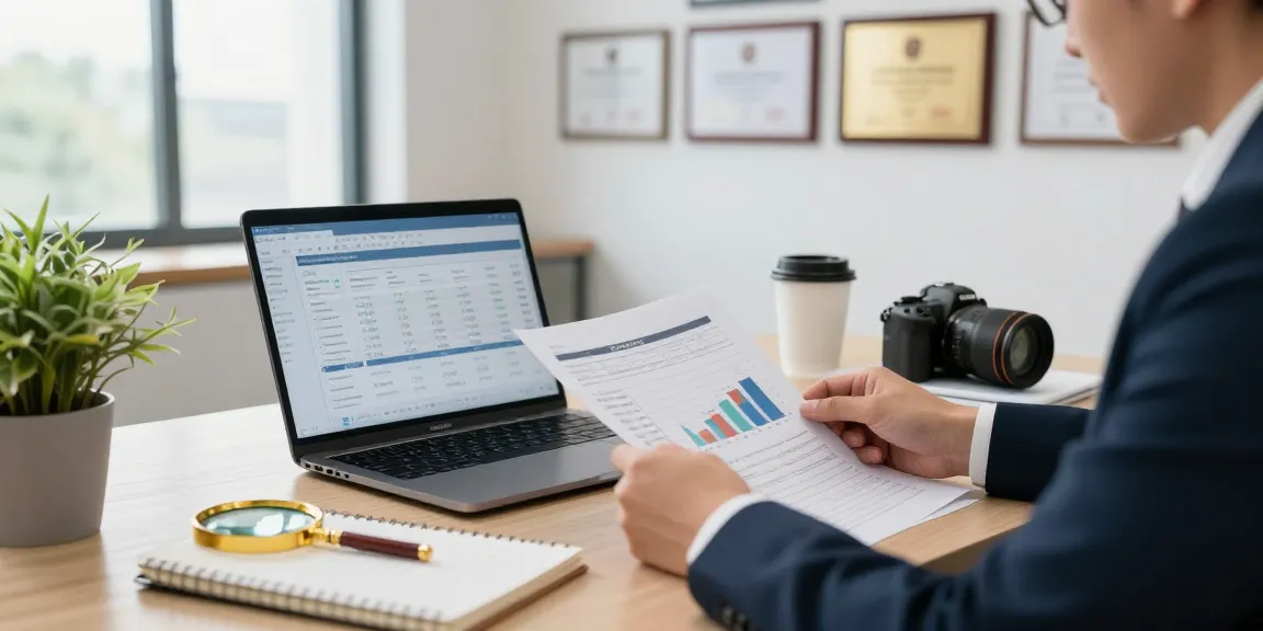 Workspace profesional AAFI Kota Semarang dengan auditor menganalisis dokumen keuangan.
