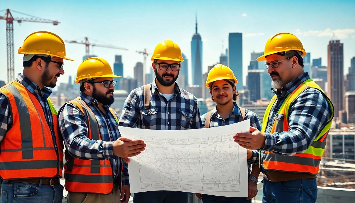 New York City General Contractor overseeing professional construction team on high-rise project.