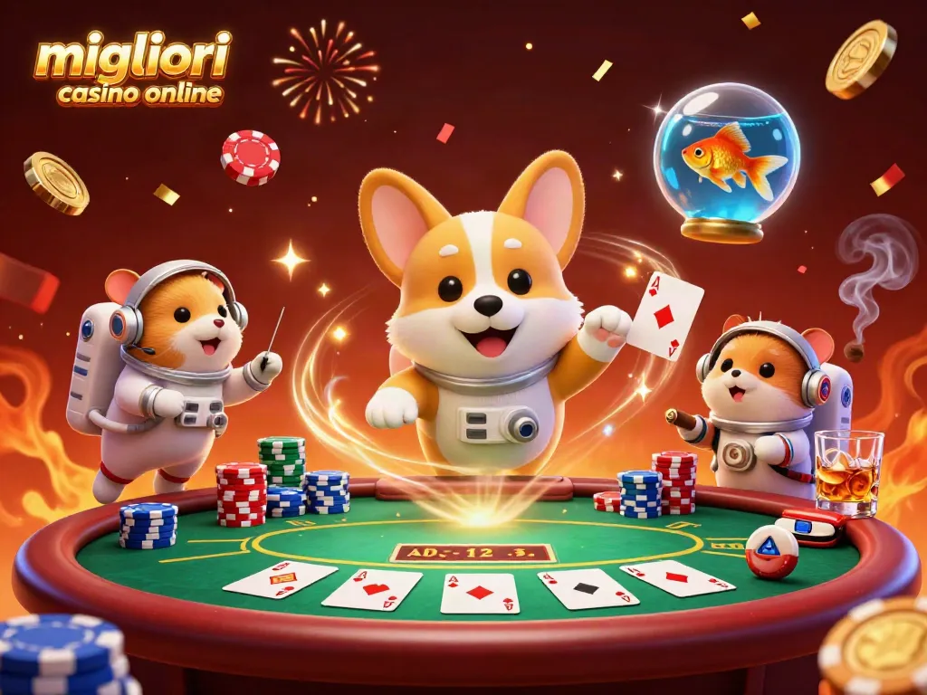 I migliori casino online: Giocatori vivono emozioni tra chips e divertimento in un casinò spaziale.