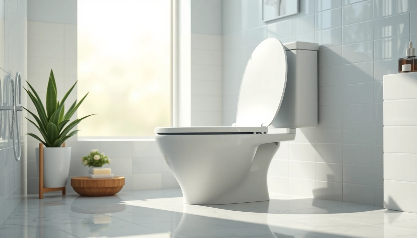 Scopri un copri wc elegante in un bagno moderno con un design accattivante e luminoso.