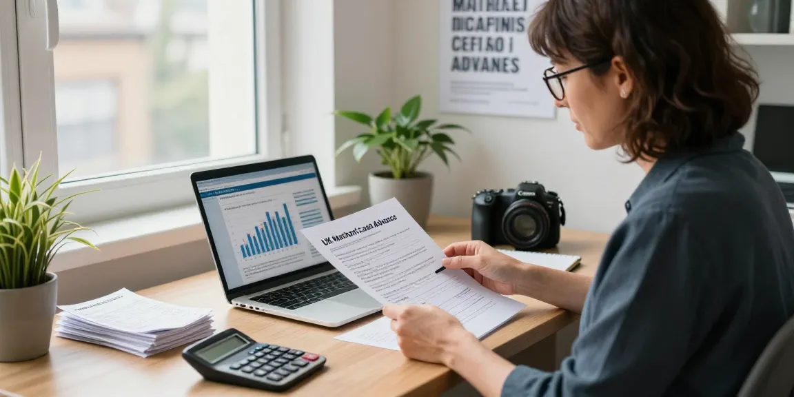 Business owner exploring options for a uk merchant cash advance in a modern office.