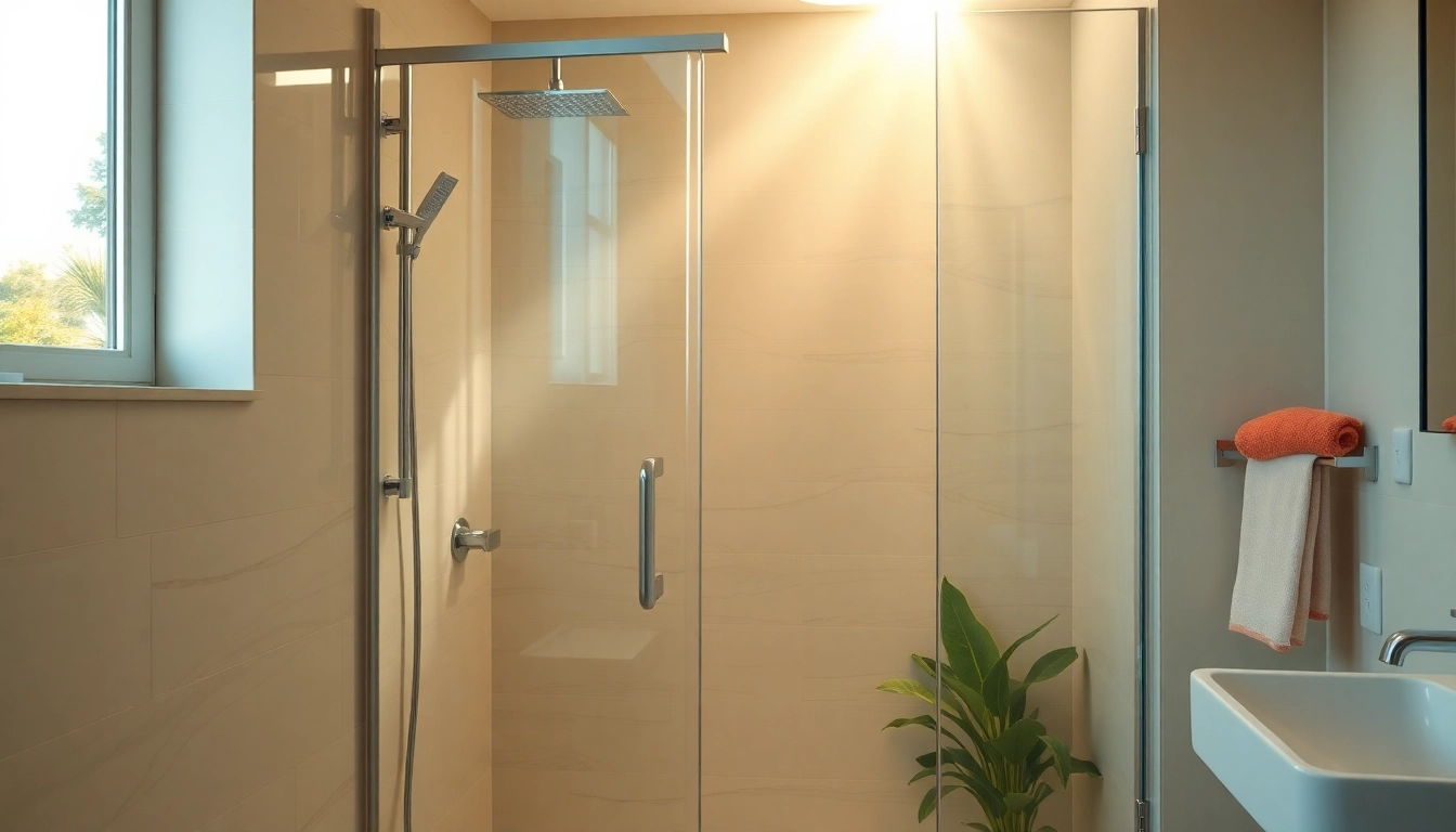 Invest in sunny showers france with a modern walk-in shower and natural sunlight.