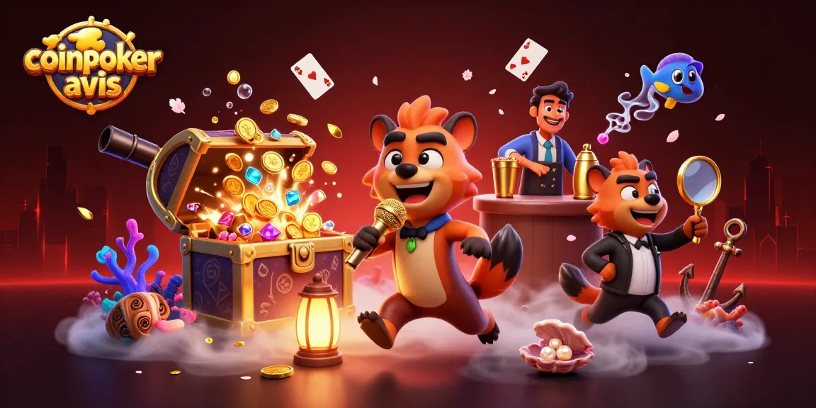 CoinPoker avis : jouez avec des hyènes dans un univers de casino coloré et dynamique.