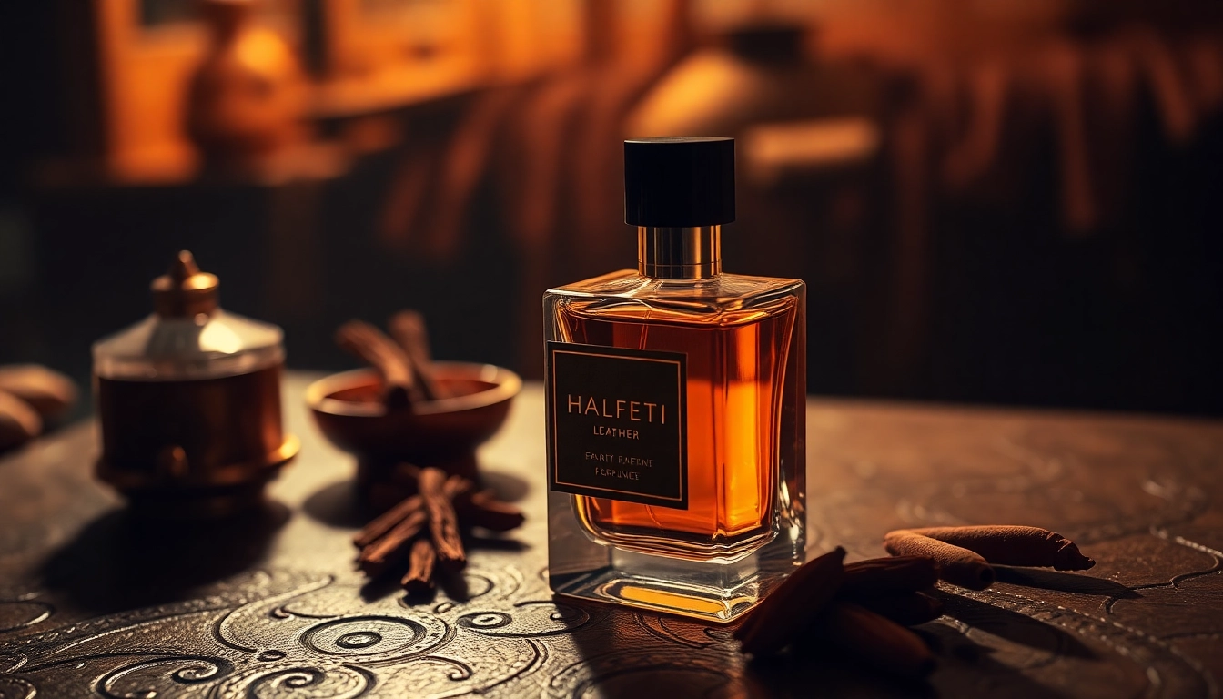 Experience the sophistication of Halfeti Leather perfume in an elegant setting.
