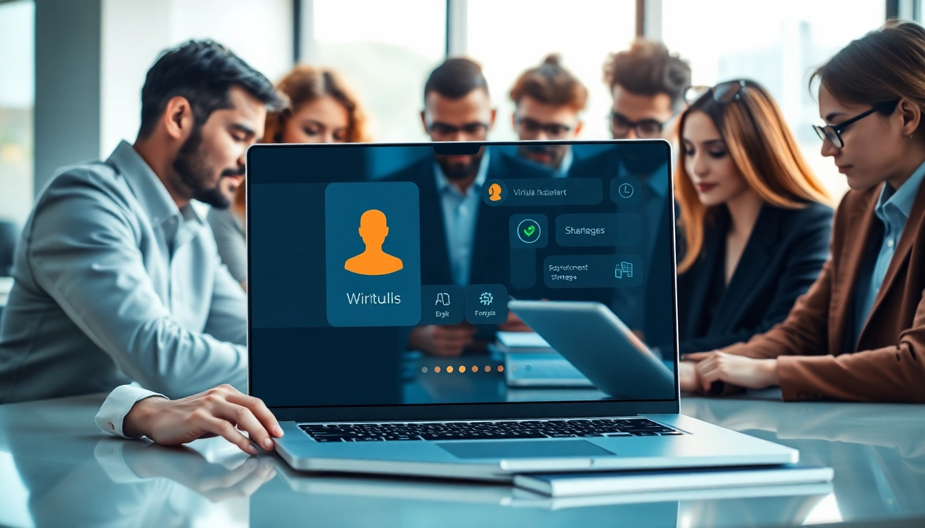 Engage with enterprise assistant software in a dynamic office setting, showcasing collaboration and productivity.