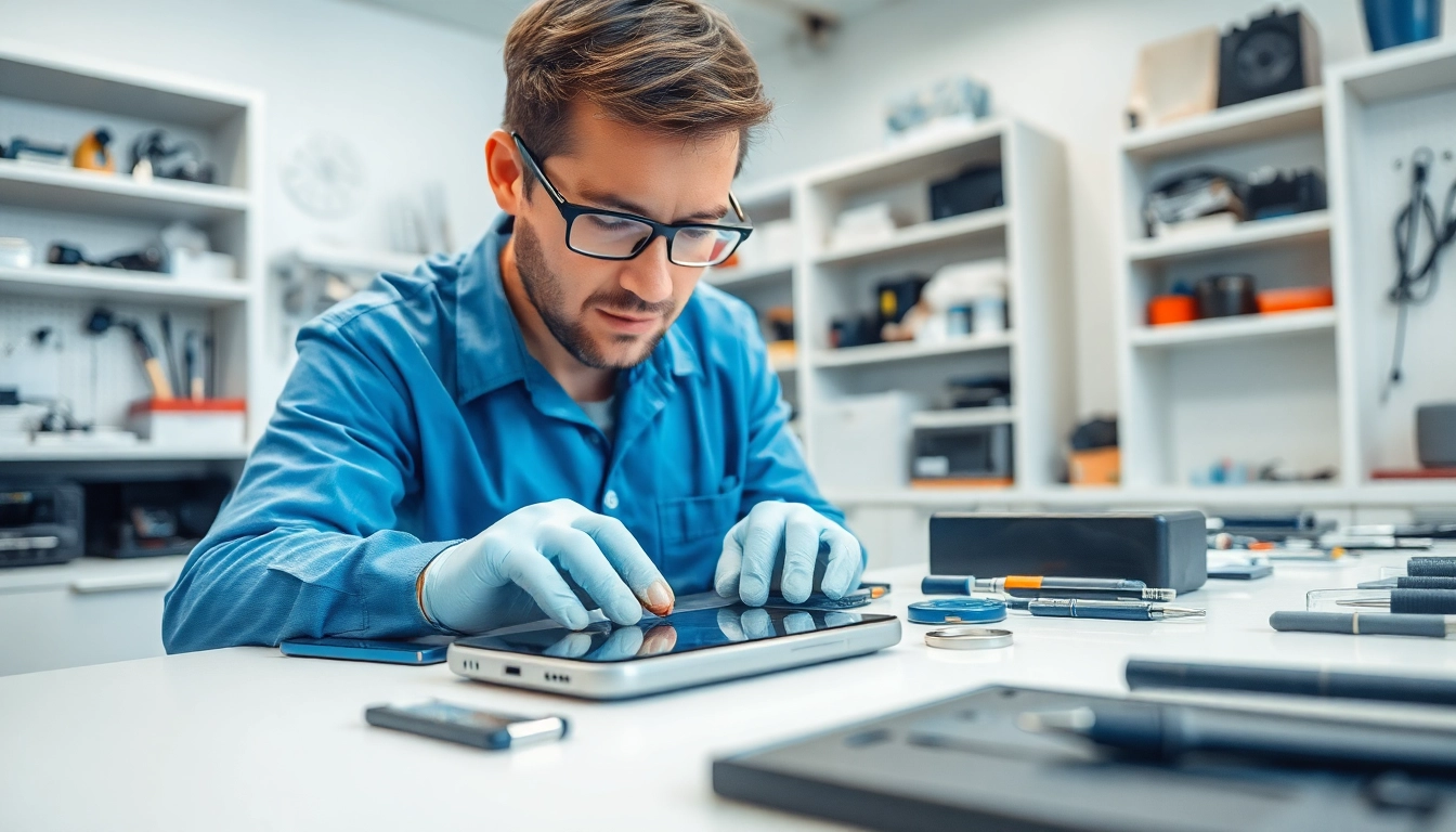 Retrieve water damaged phone cash by showcasing an expert inspecting a damaged device.