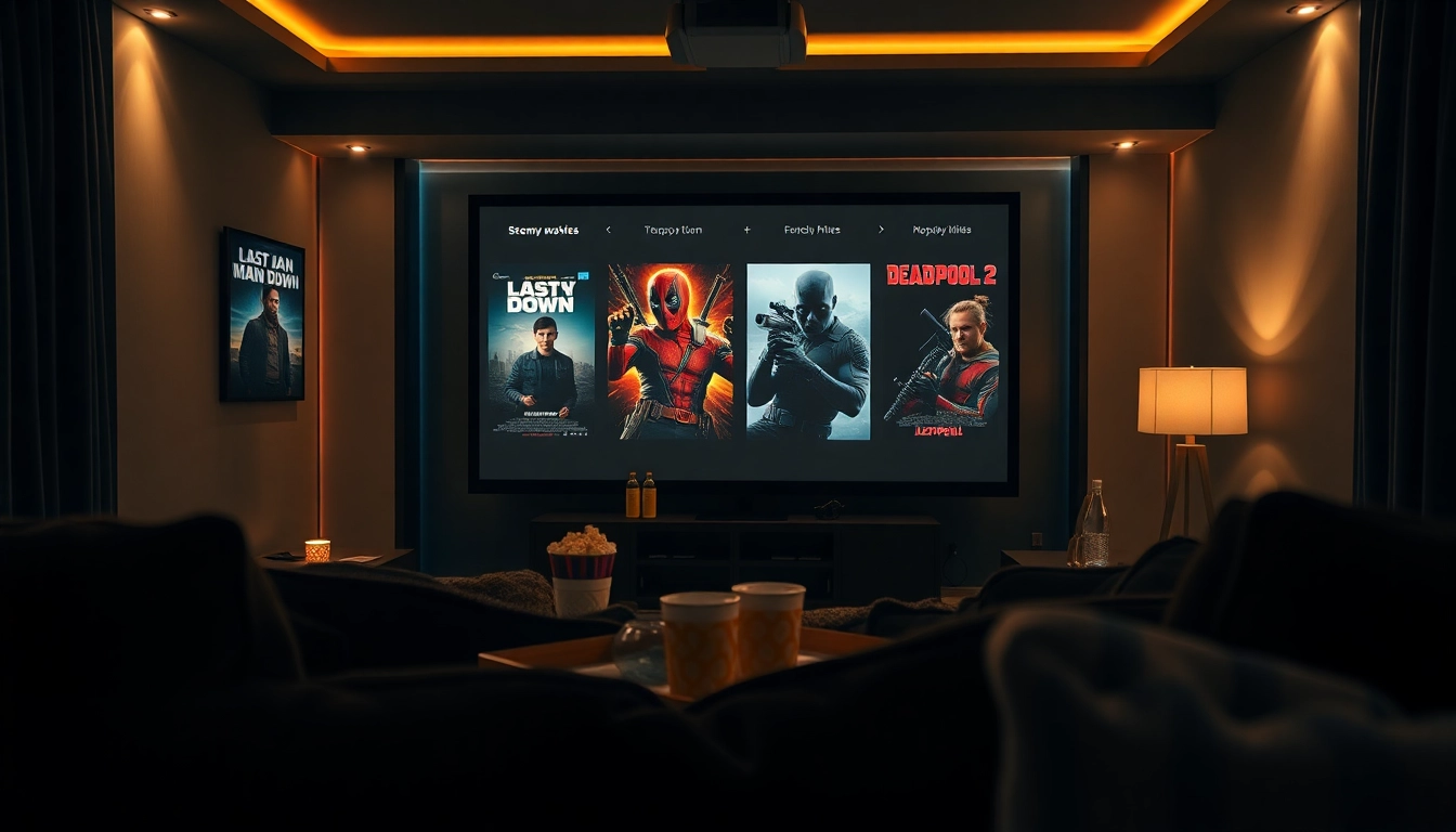 Explore filmes online subtitrate in a cozy home theater with a warm atmosphere.