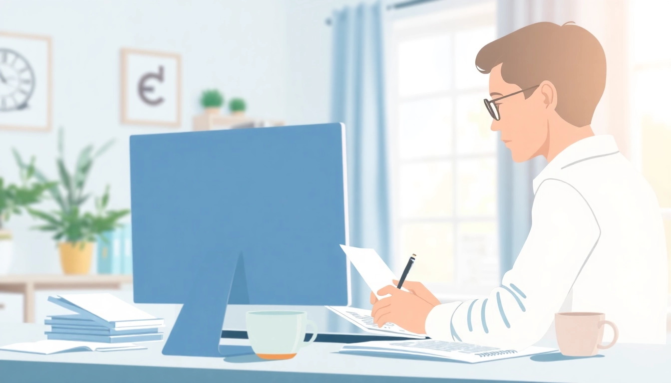 Fill out the eta uk application form amid a neatly organized workspace.