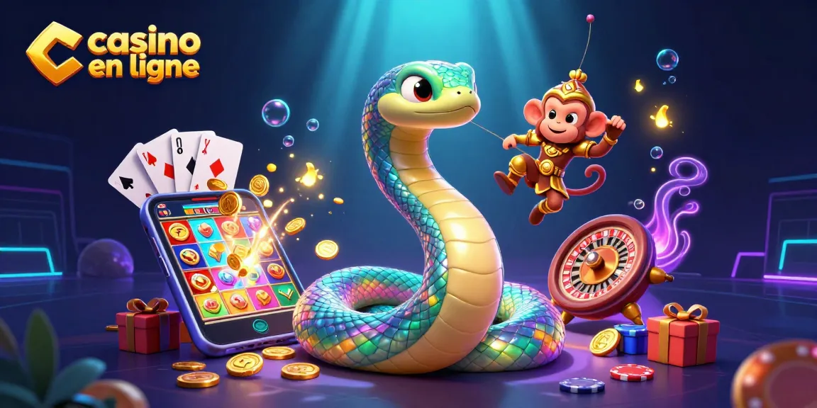 Jouez à des machines à sous avec le serpent arc-en-ciel et le roi singe au casino en ligne.