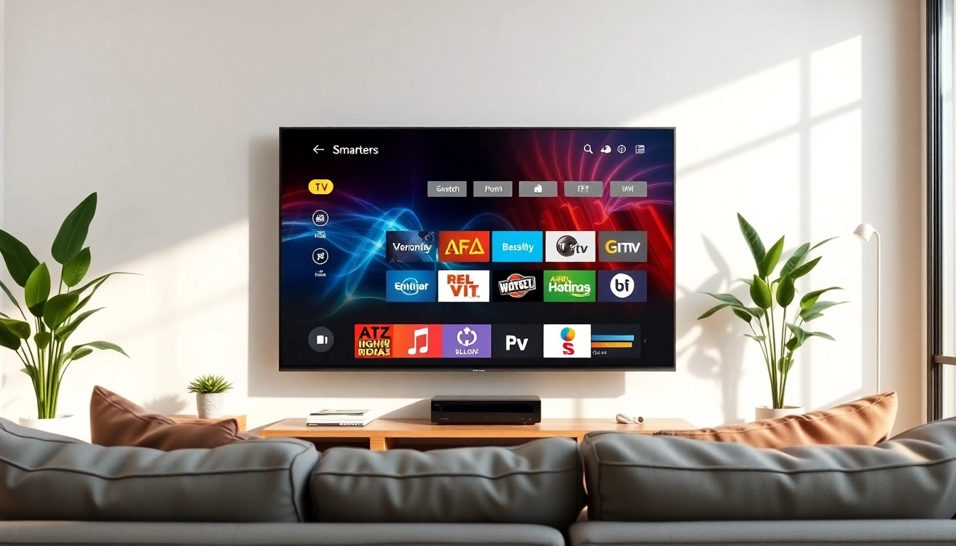 Experience the iptv smarters interface on a sleek TV, designed for optimal viewing.