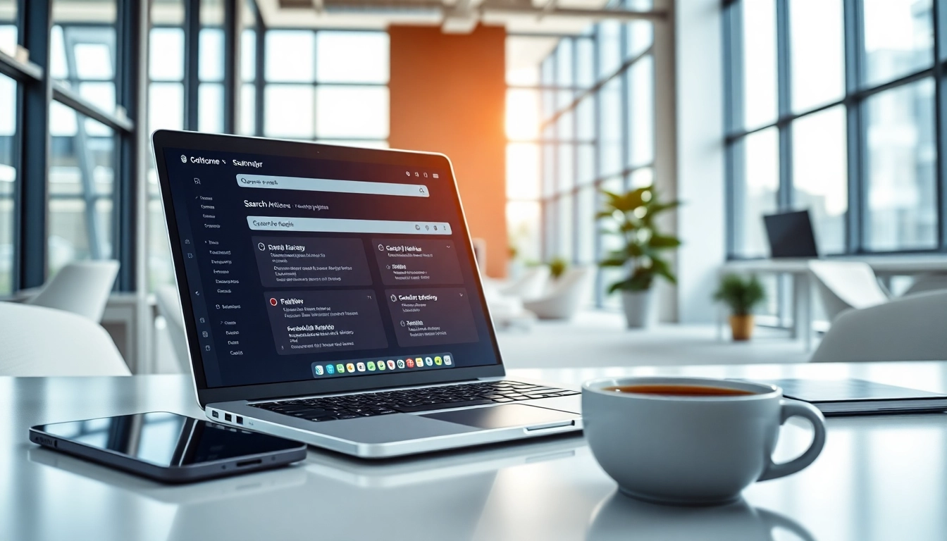 Enhance your AI enterprise search experience with a modern interface displayed on a laptop.