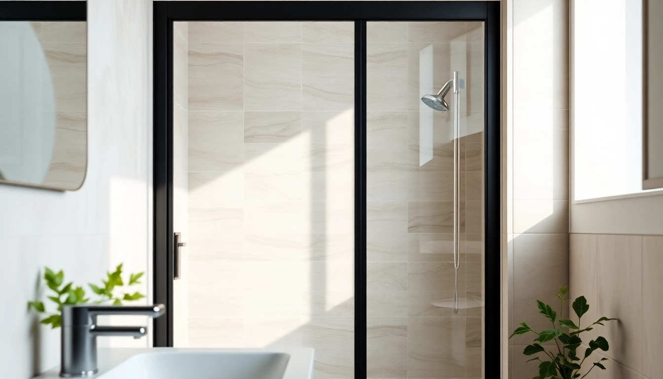 Enhance your bathroom with a stylish shower door black frame featuring sleek design and elegant details.