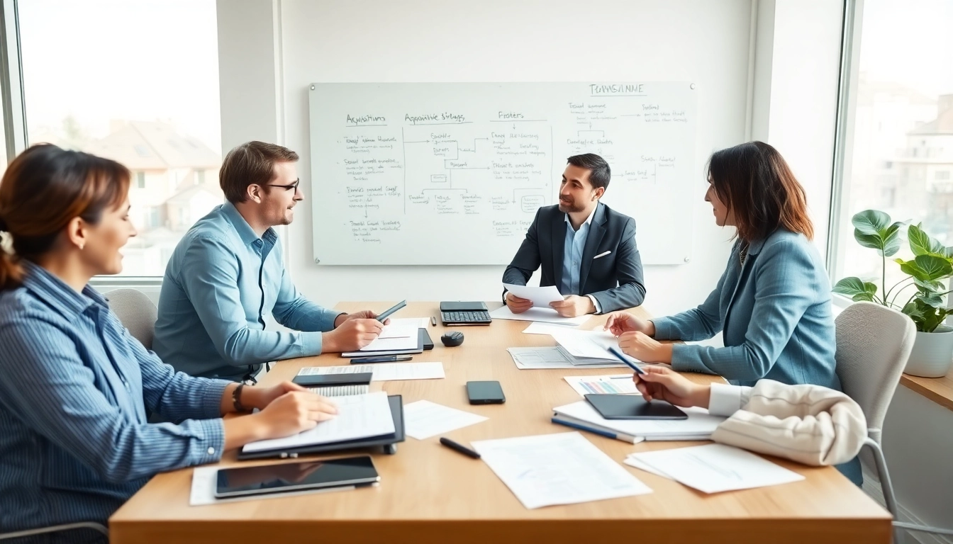 Engaged professionals discussing Acquisition Planning strategies in a modern office setting.
