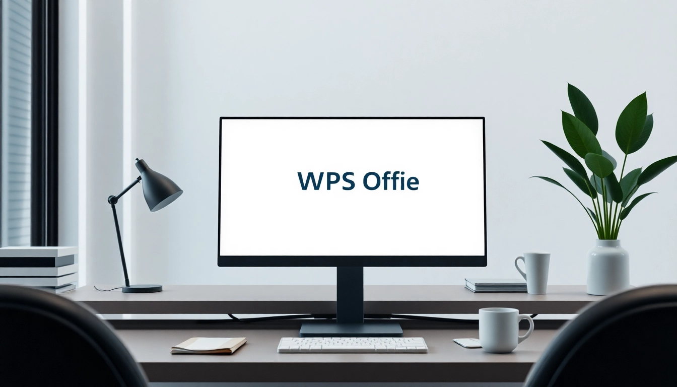 现代办公工作区，使用WPS Office在时尚的桌面电脑上办公。