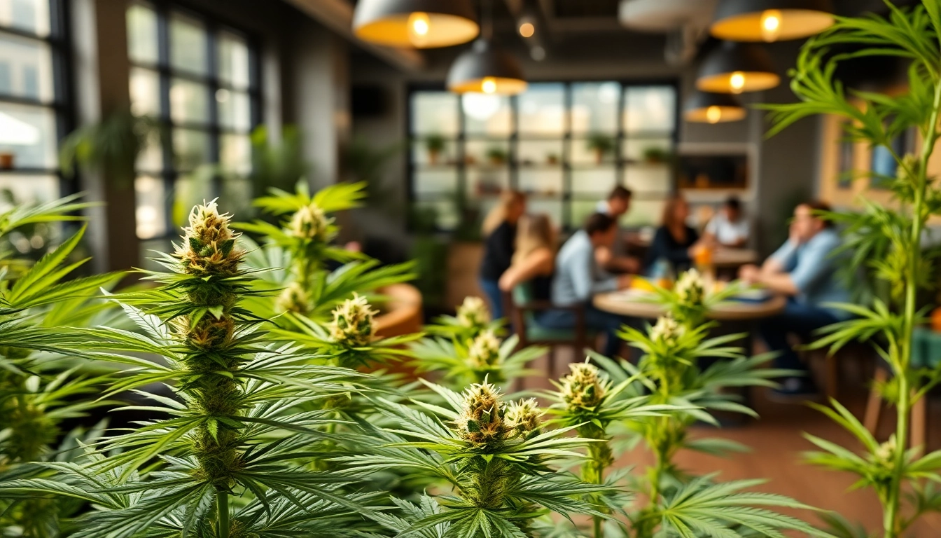 Die Bluetenbande zeigt gesunde Cannabis-Pflanzen in einer einladenden Umgebung.