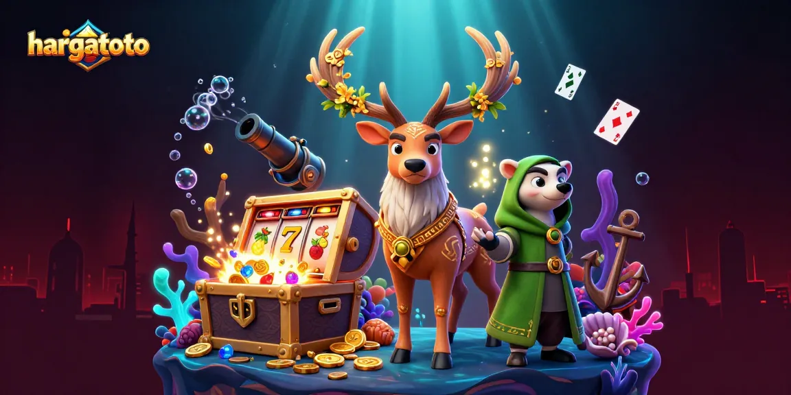 Experience thrilling wins with hargatoto's vibrant 3D casino scene filled with slots and treasures.
