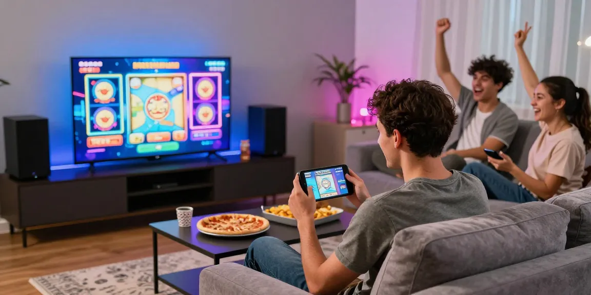 Pengguna cipung138 menikmati permainan slot online di ruang tamu yang modern.