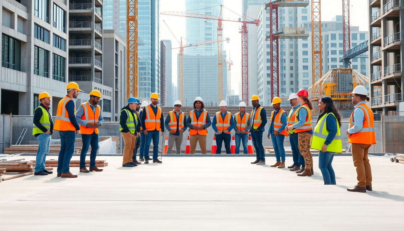 Engaging scene of construction advocacy carolinas demonstrating collaboration among diverse workers at a job site.