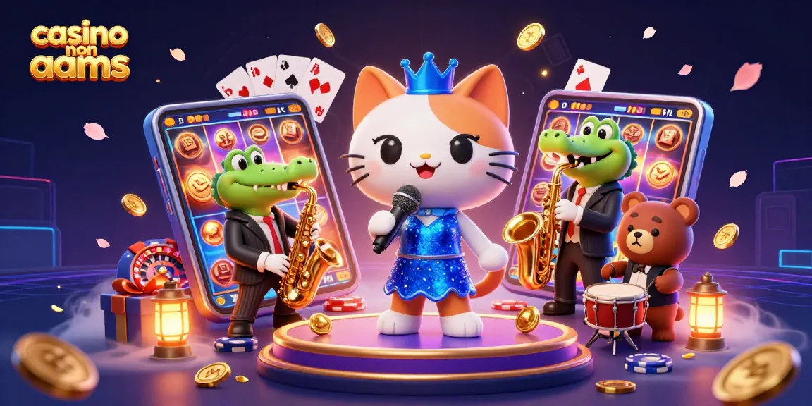 I casinò non AAMS offrono giochi emozionanti come slot e roulette, rappresentati da un gatto jazz, un coccodrillo sassofonista e un orso tamburino.