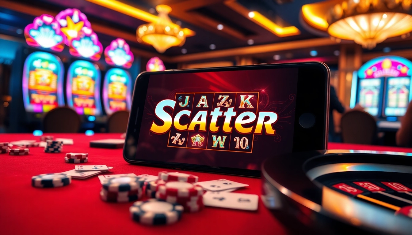 Play slot demo scatter hitam on a mobile casino interface surrounded by vibrant slot machines.