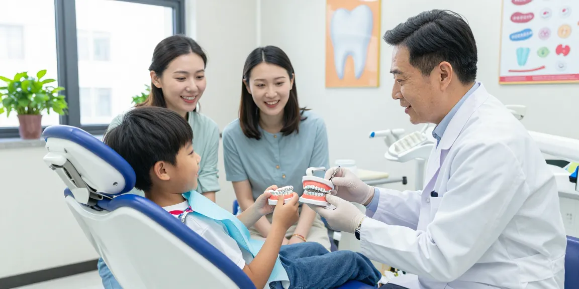 Engaging consultation with an adult orthodontist in Hawthorn helping a child understand braces