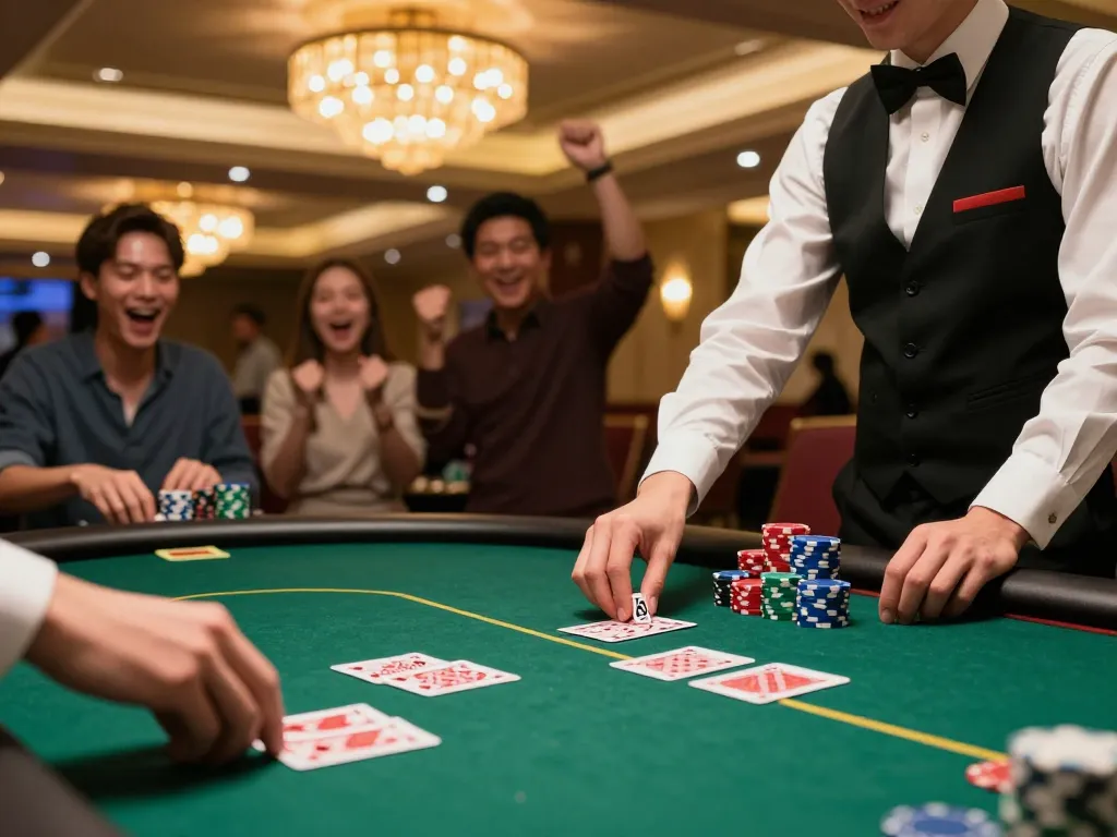 Player at the poker table celebrating a win, highlighting the hidden wiki dark web gaming excitement